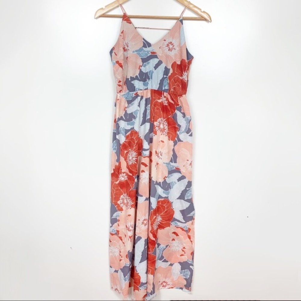 LOFT FLORAL SPAGHETTI STRAP MAXI DRESS
